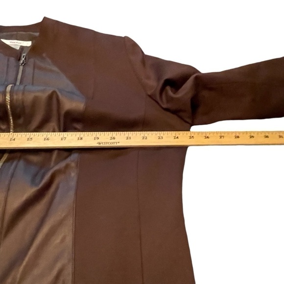 Tan Jay Autumn Spice Jacket/Blazer Size 16-Zip Up-Faux Leather Inserts NWT - Picture 5 of 9